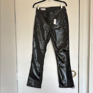 Black Shiny Vegan Leather Pants